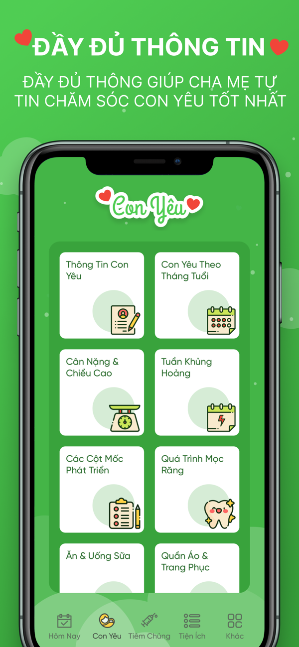 Giao diện ứng dụng Con yêu
