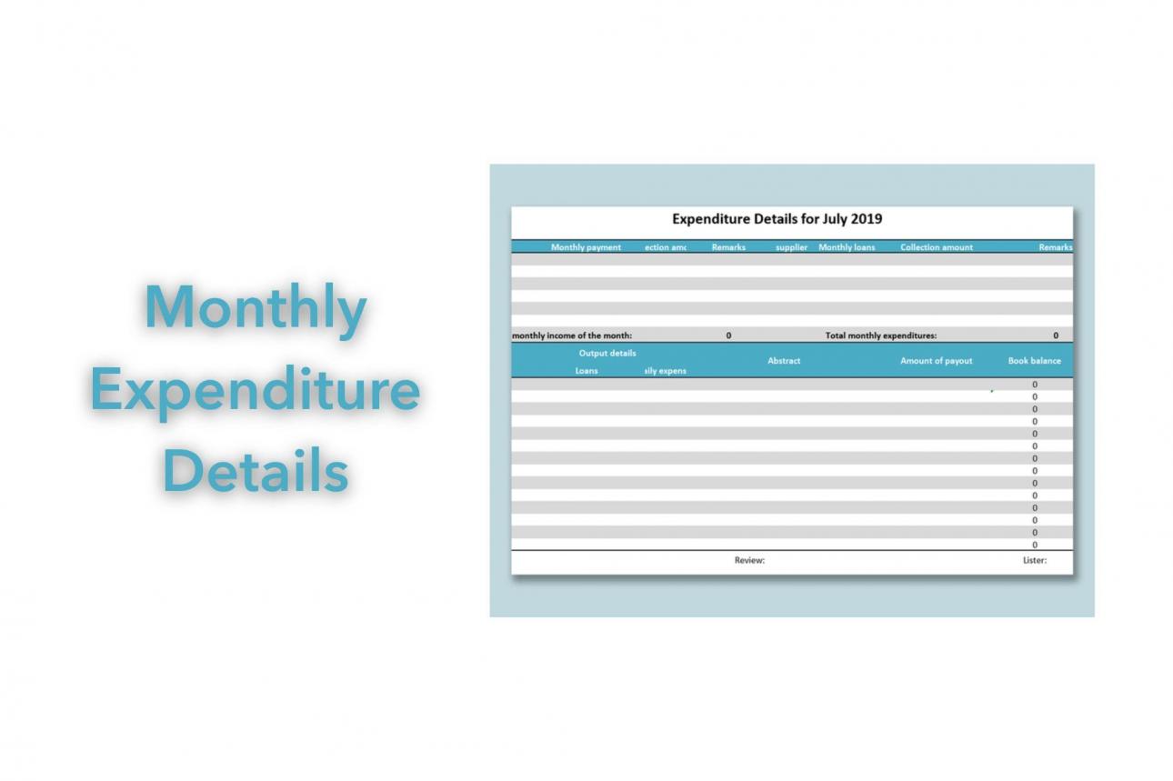 Monthly Expenditure Details Template