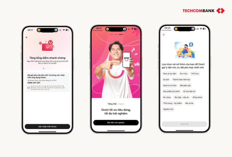 Hướng dẫn liên kết Techcombank OneU và app OneU