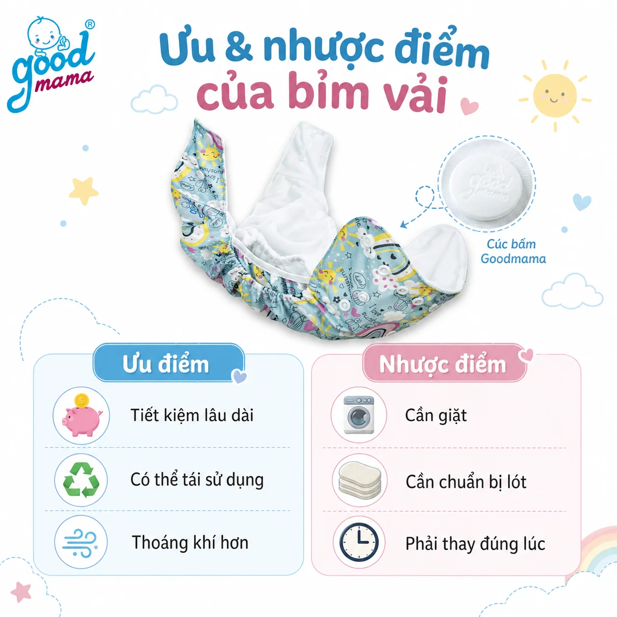 Bỉm vải và bỉm giấy khác nhau thế nào, nên chọn loại nào?