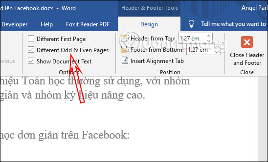 Kiểu đánh số trang đối xứng
