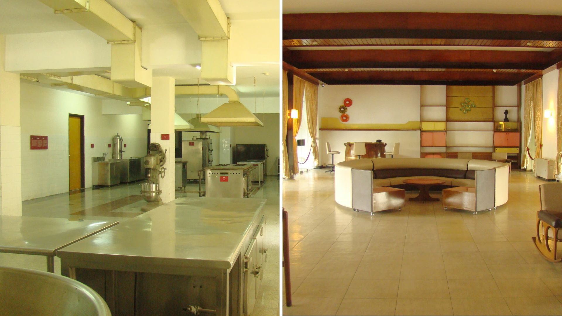 Các học sinh tham quan phòng khánh tiết bên trong