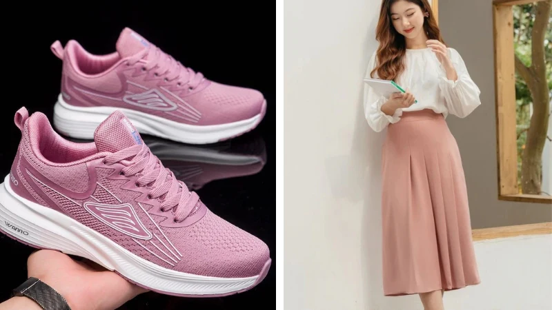 Giày hồng với đồ trung tính