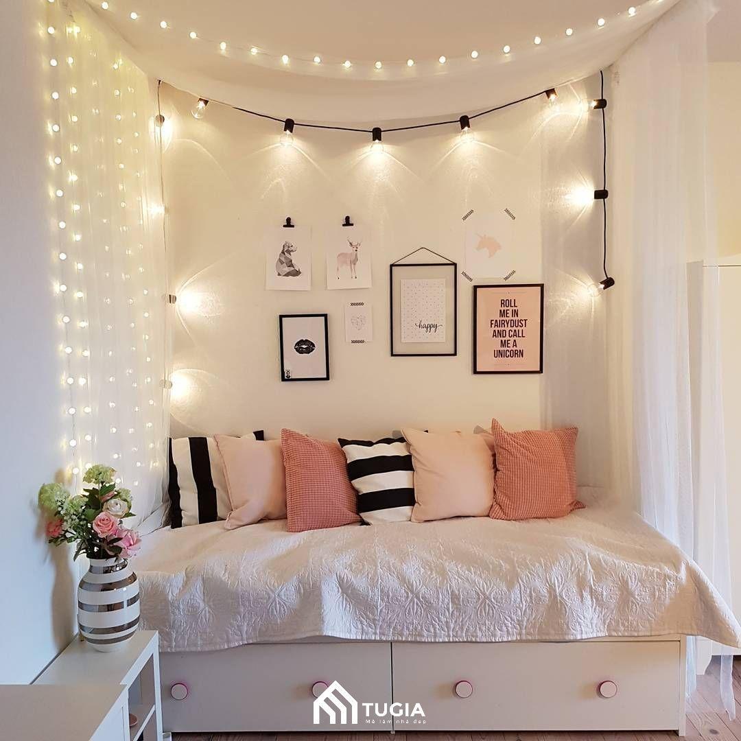 Sử dụng đèn LED dây để trang trí phòng ngủ nhỏ