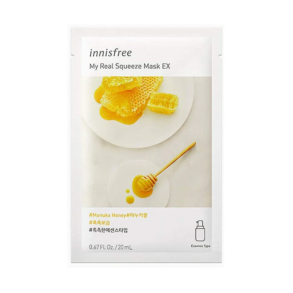 Mặt nạ giấy Innisfree My Real Squeeze Mask chiết xuất mật ong Manuka cấp ẩm tức thì