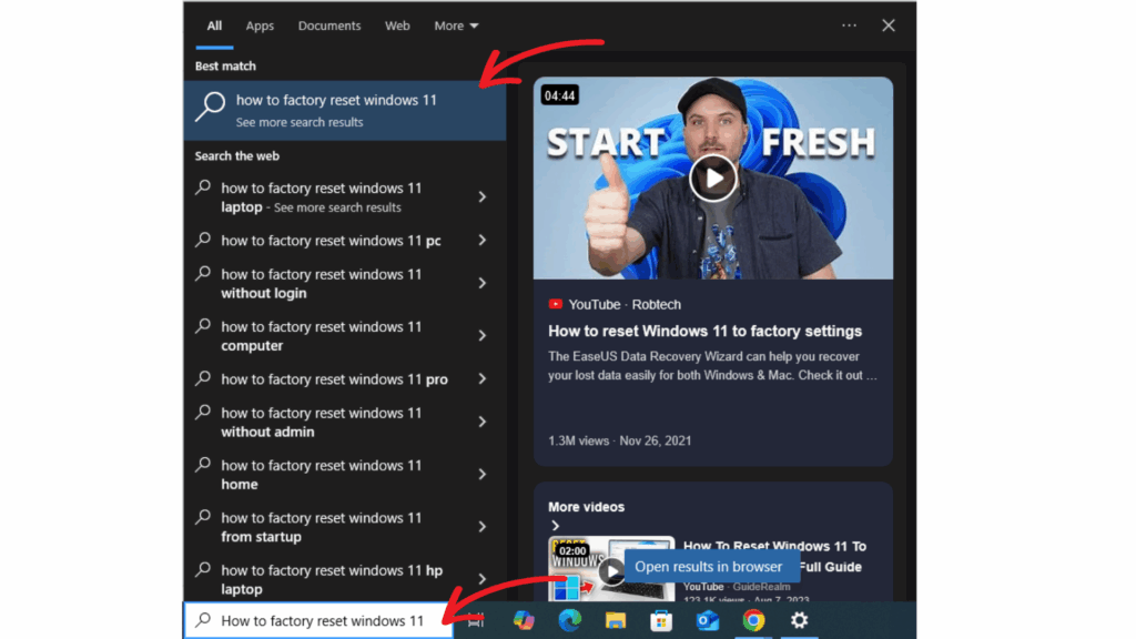 Tìm trợ giúp trong Windows Search trên Windows 11