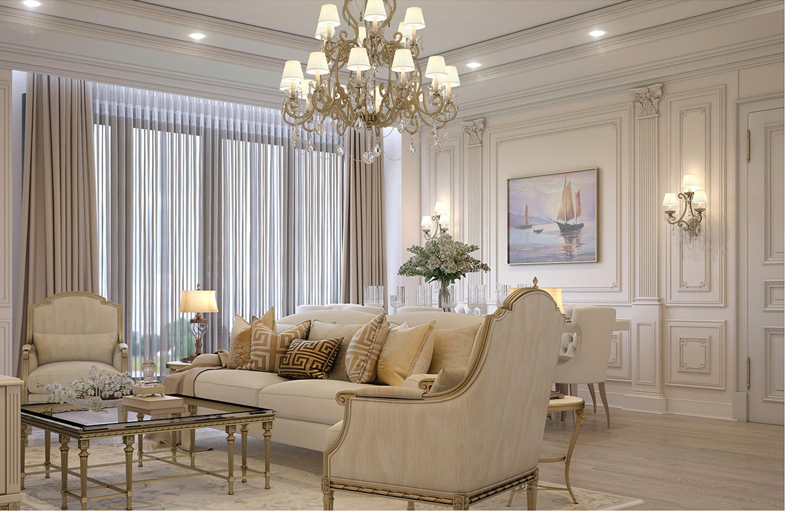 Decor phòng khách theo phong cách tân cổ điển