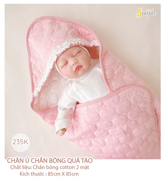 Chăn ủ chần bông quả táo cho bé sơ sinh