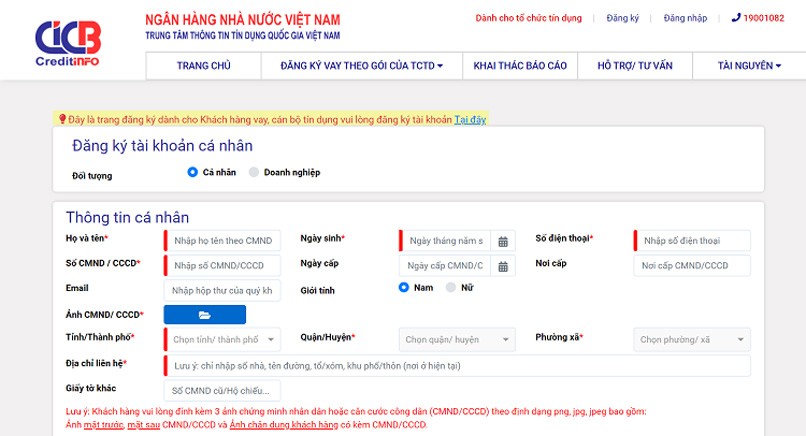 Tra cứu CIC qua website chính thức