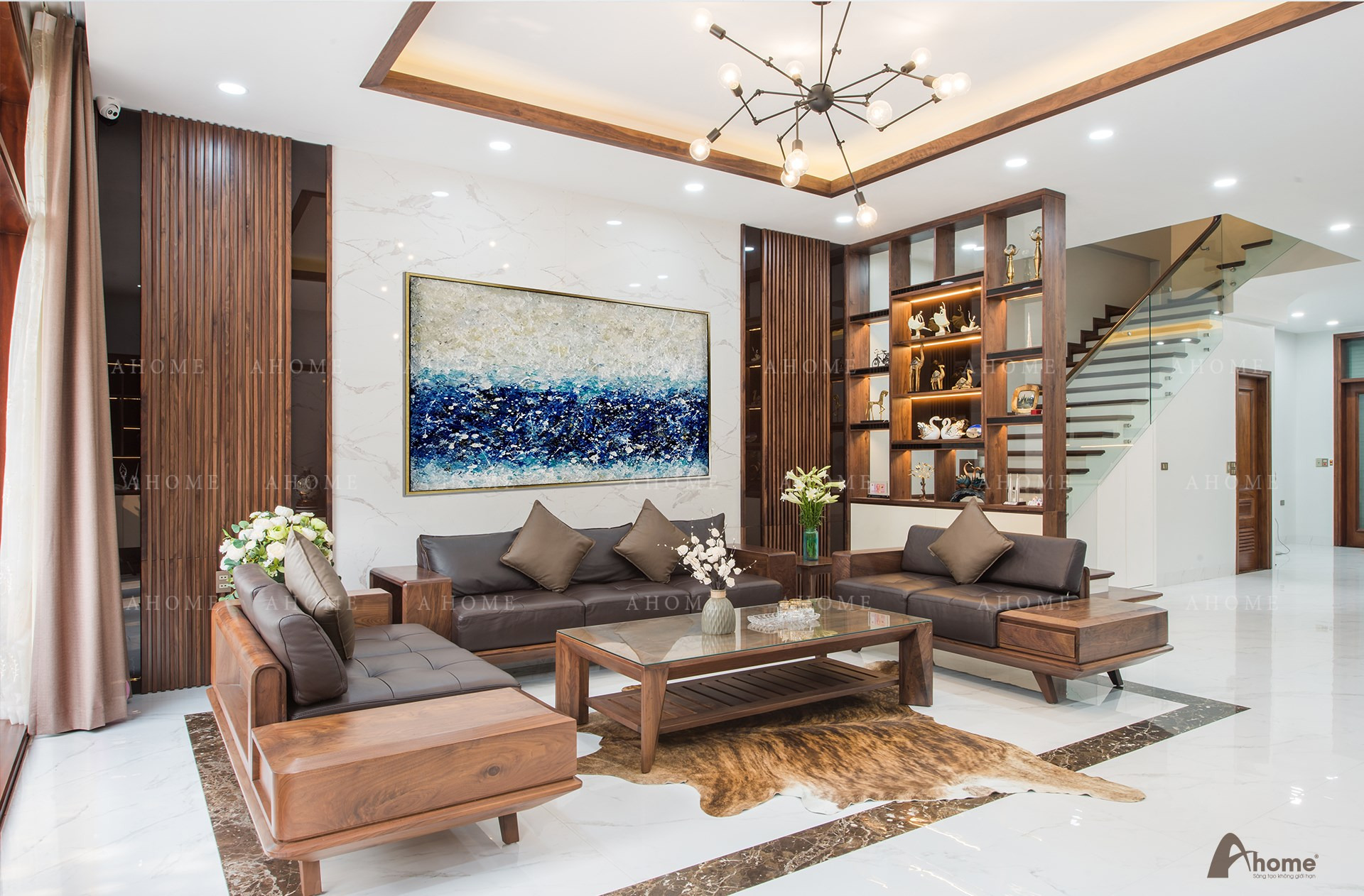 Vách ngăn không gian với nguyên liệu gỗ cao cấp tại Ahome