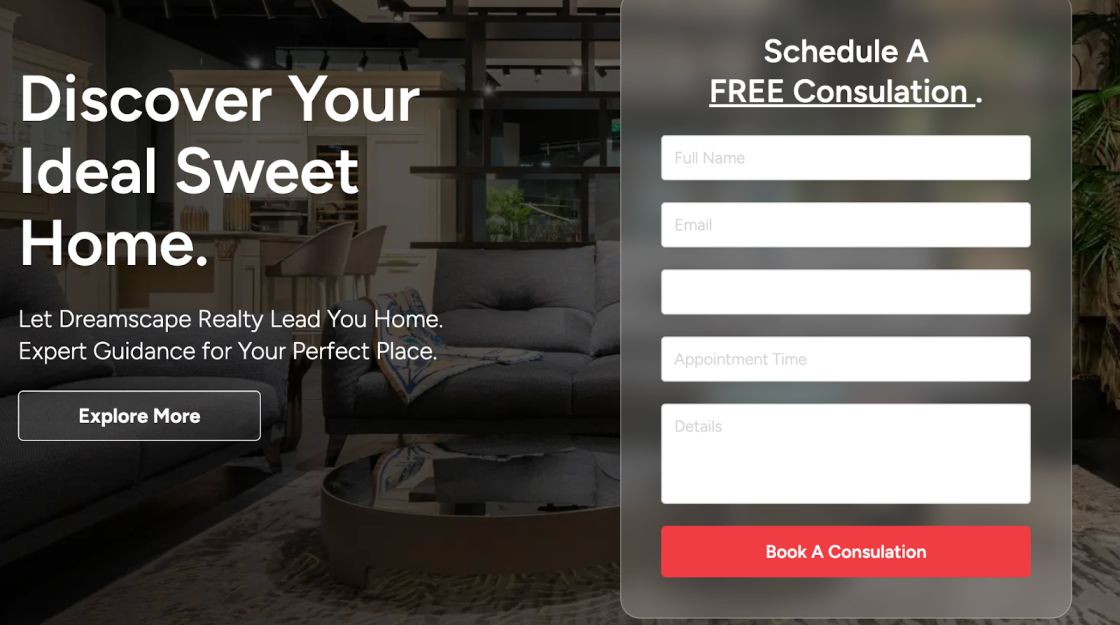Form capture thông tin khách hàng trên landing page spa