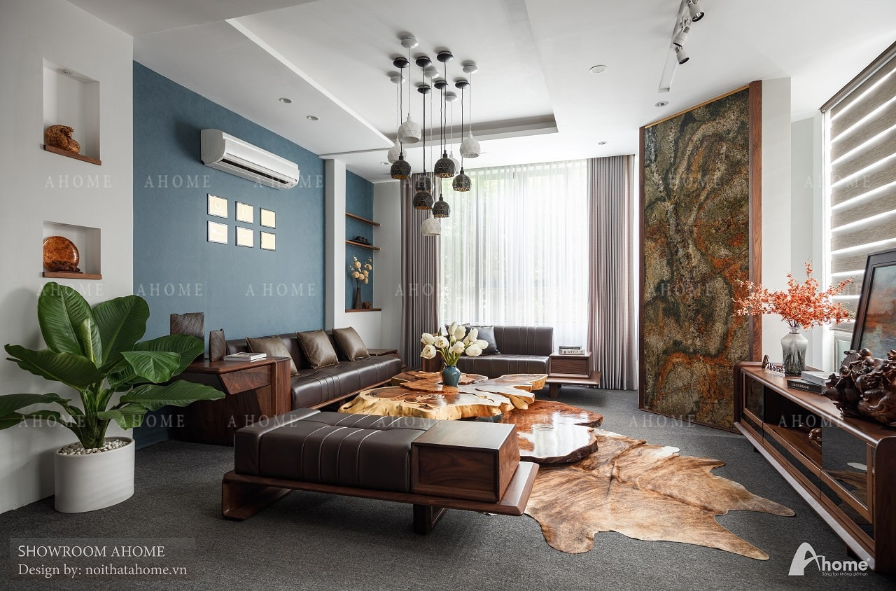 Thiết kế phòng khách với cây xanh