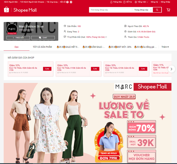 Mua sắm thời trang nữ trên Shopee Mall