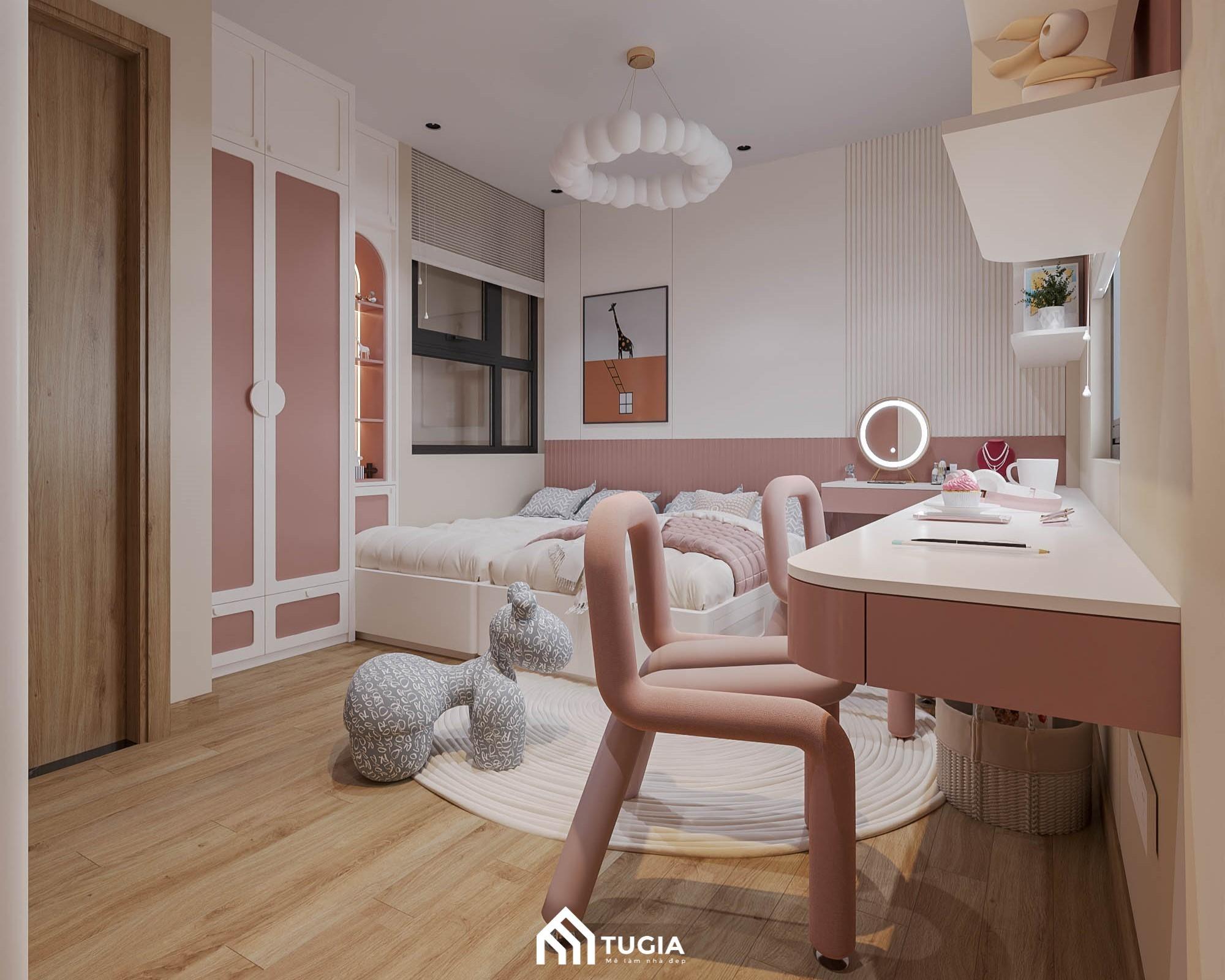 Thiết kế phòng ngủ nhỏ đẹp cho nữ đẹp màu hồng