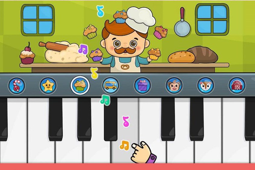 Giao diện ứng dụng Baby Piano với các phím đàn piano màu sắc