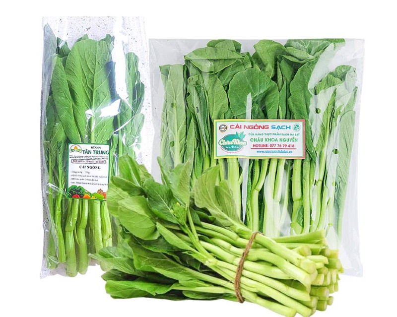 Cải ngồng với phần thân mập mạp và hoa vàng li ti
