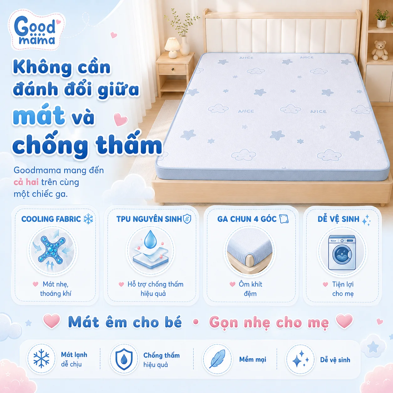 Lựa chọn ga băng lạnh với công nghệ làm mát tiên tiến mang lại giấc ngủ sâu