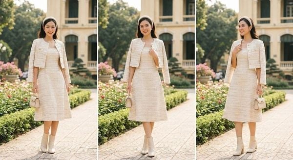 Đầm chữ A vải tweed sang trọng