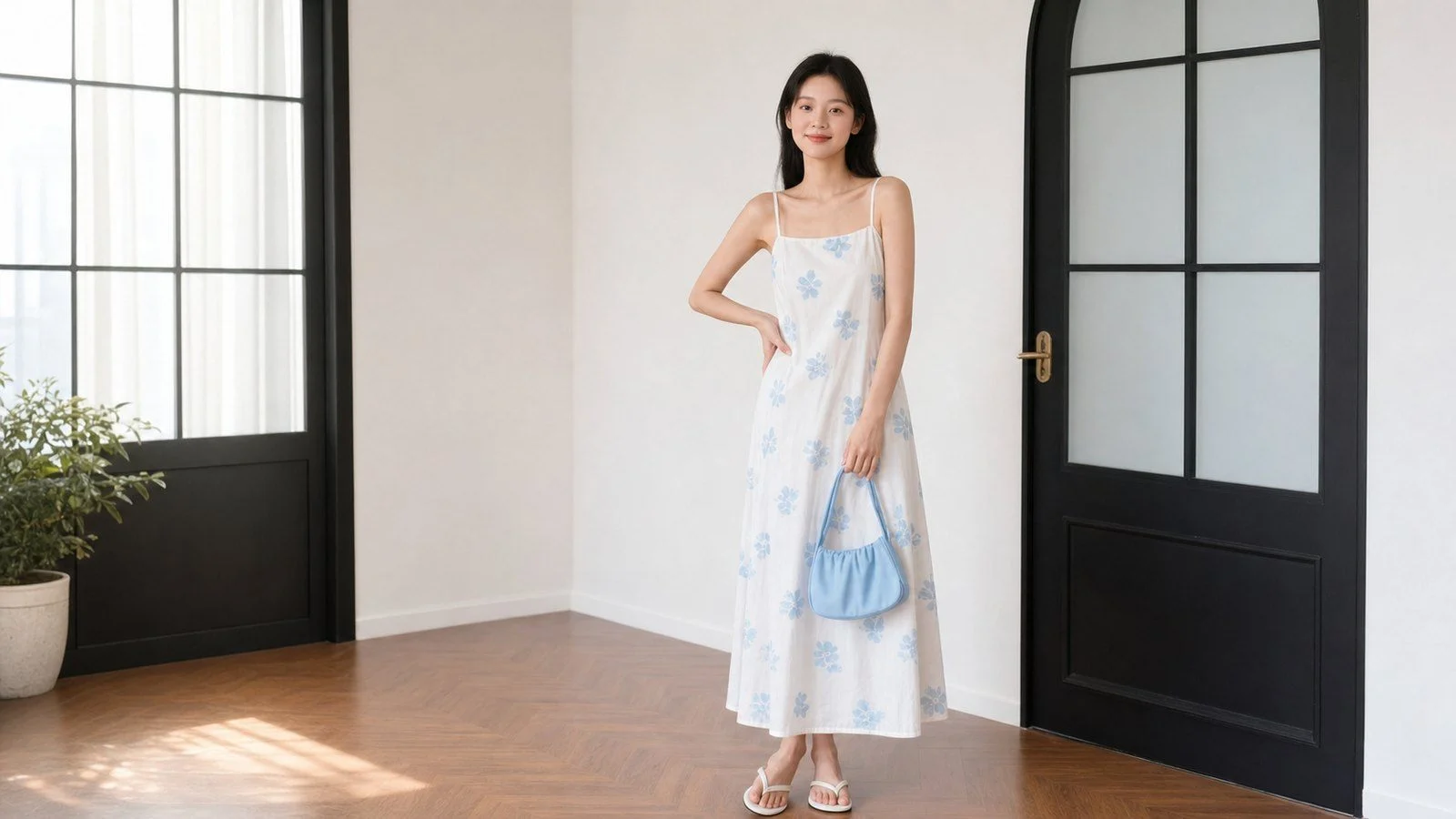 Đặt tay lên eo nhưng không chống cứng
