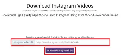 Minh họa lưu video Instagram từ máy tính bằng công cụ chụp màn hình