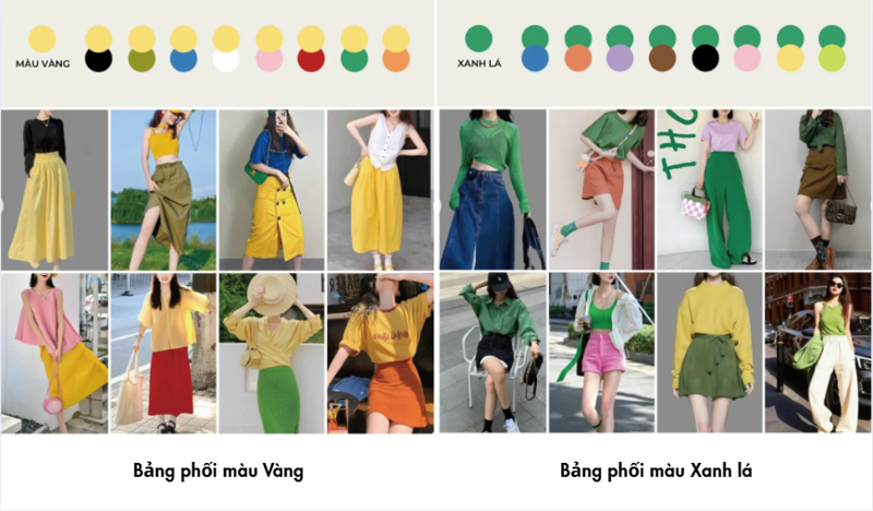 Gợi ý bảng phối màu Vàng và Xanh lá