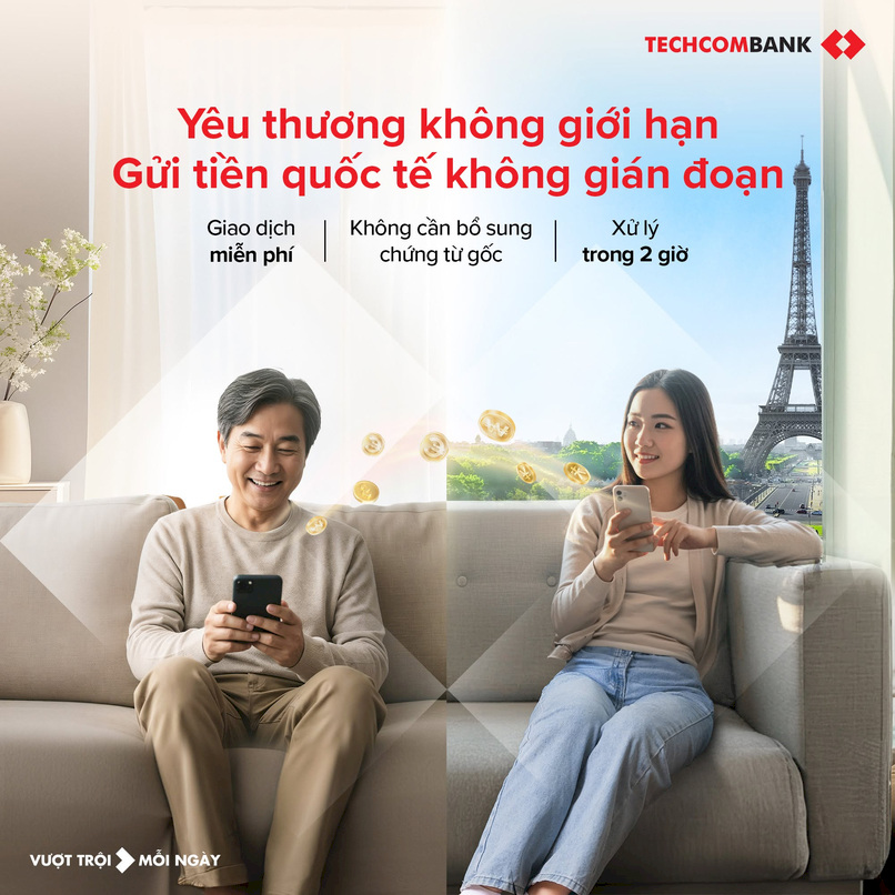Chuyển tiền quốc tế nhanh chóng với Techcombank Mobile