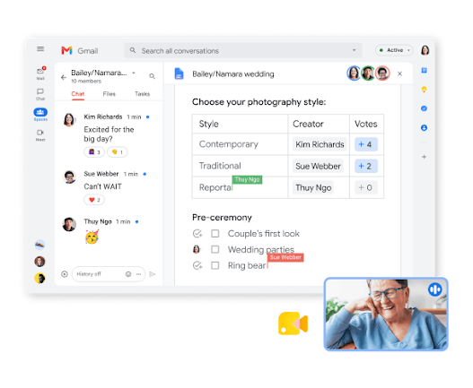 Tính năng trò chuyện và video trong Gmail
