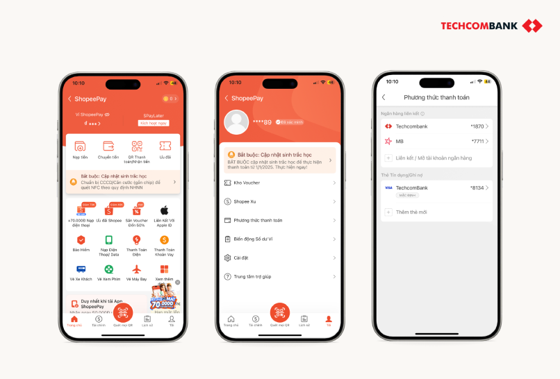 Các bước liên kết tài khoản hoặc thẻ ngân hàng với ShopeePay