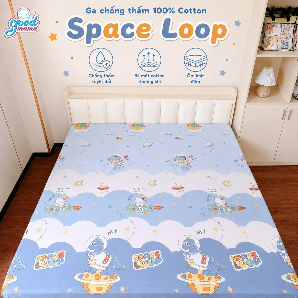Bề mặt cotton mềm mại thân thiện với làn da trẻ