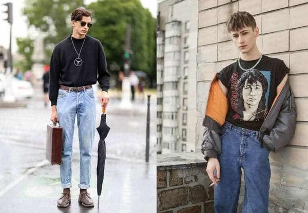 Quần jeans cũ và lớp áo ngoài là công thức dễ ứng dụng trong Grunge