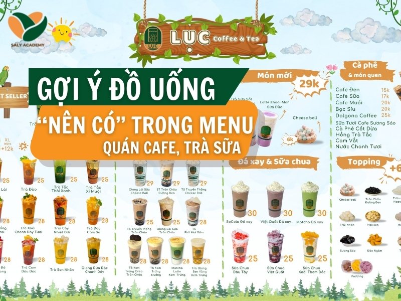 Menu Cafe Đinh với các món đồ uống nổi bật