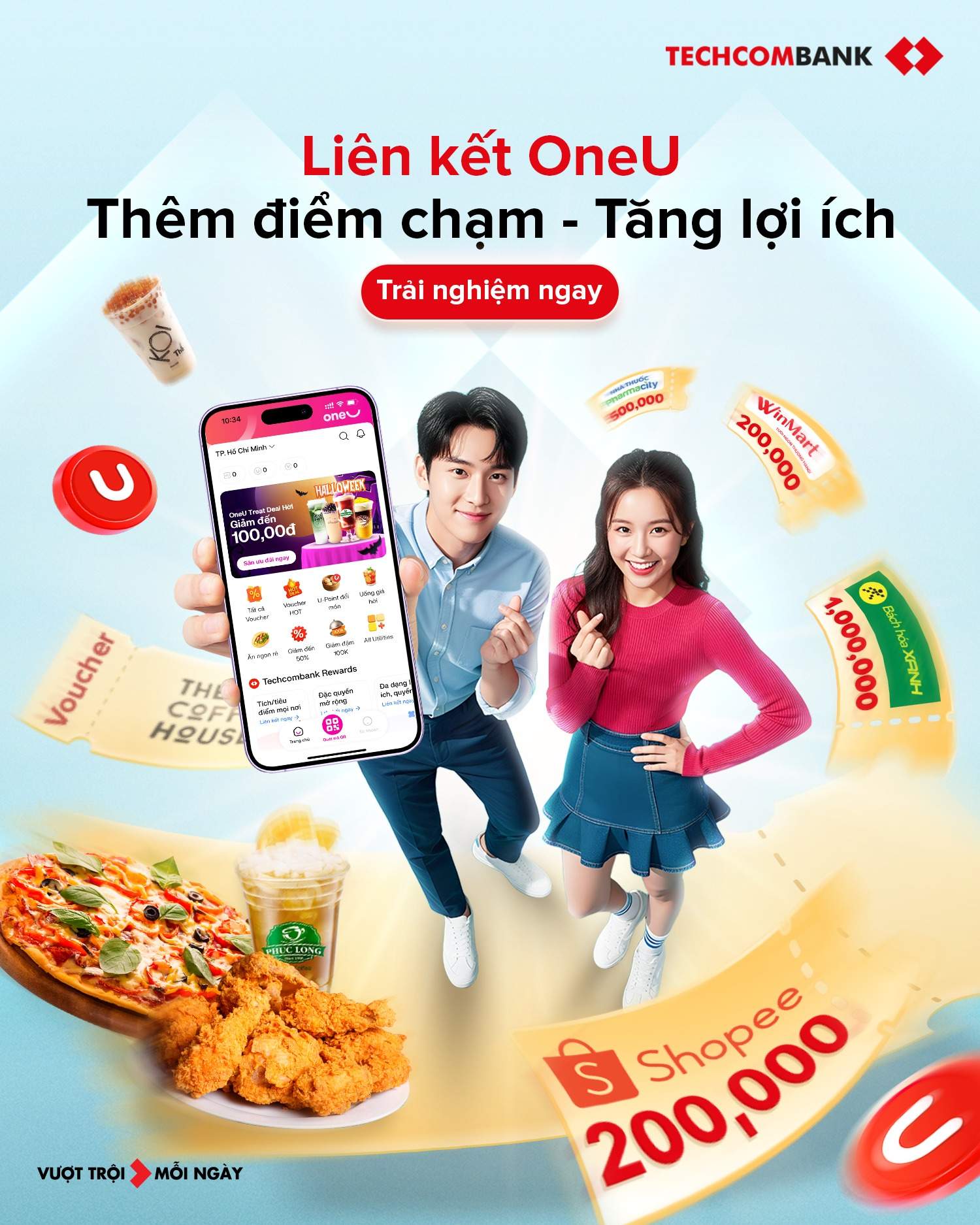 Liên kết tài khoản Techcombank với OneU để săn nhiều ưu đãi hấp dẫn