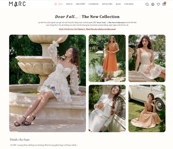 Giao diện mua sắm website MARC