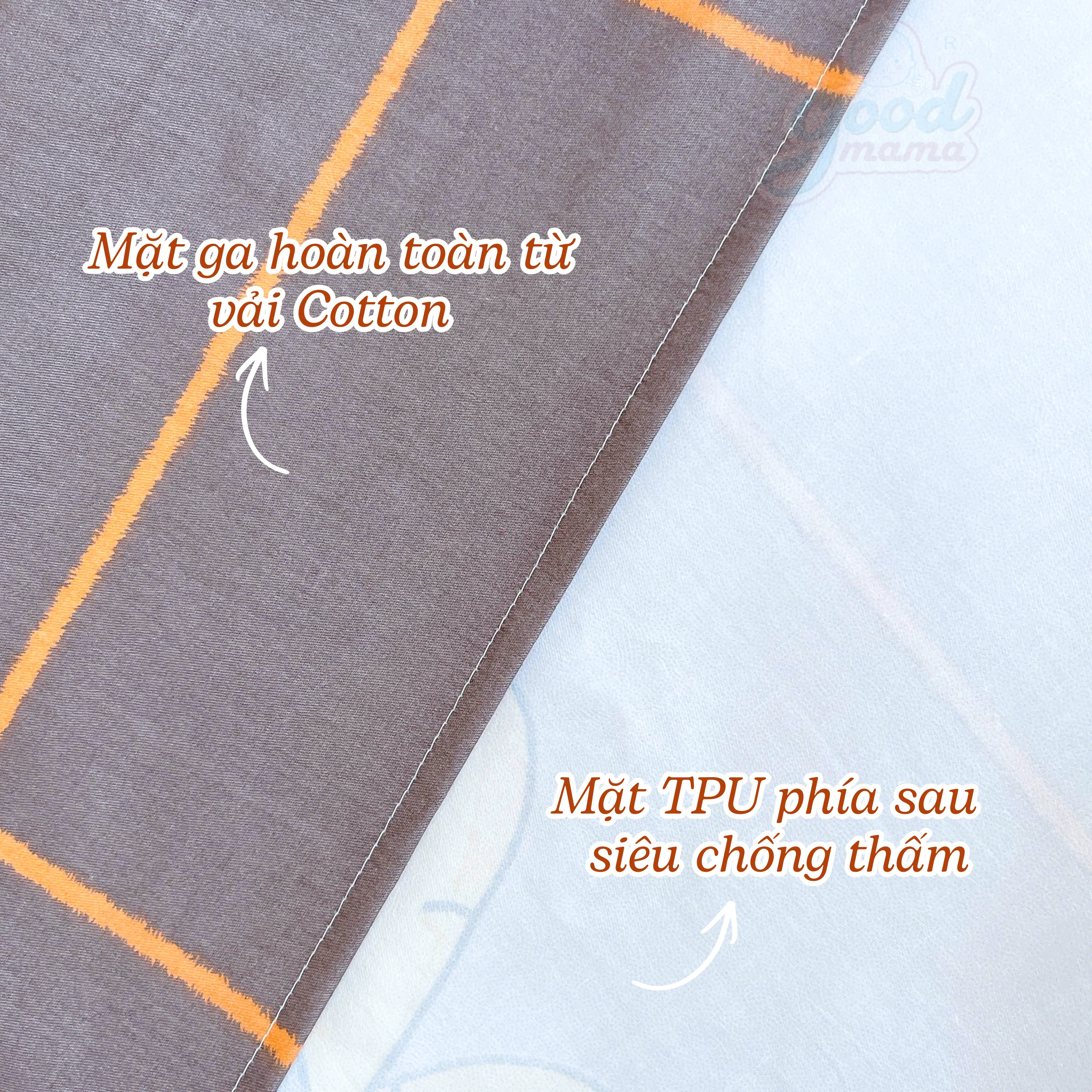 Cấu trúc đa tầng của ga chống thấm Goodmama giúp tối ưu hóa khả năng chống ẩm và độ thông thoáng