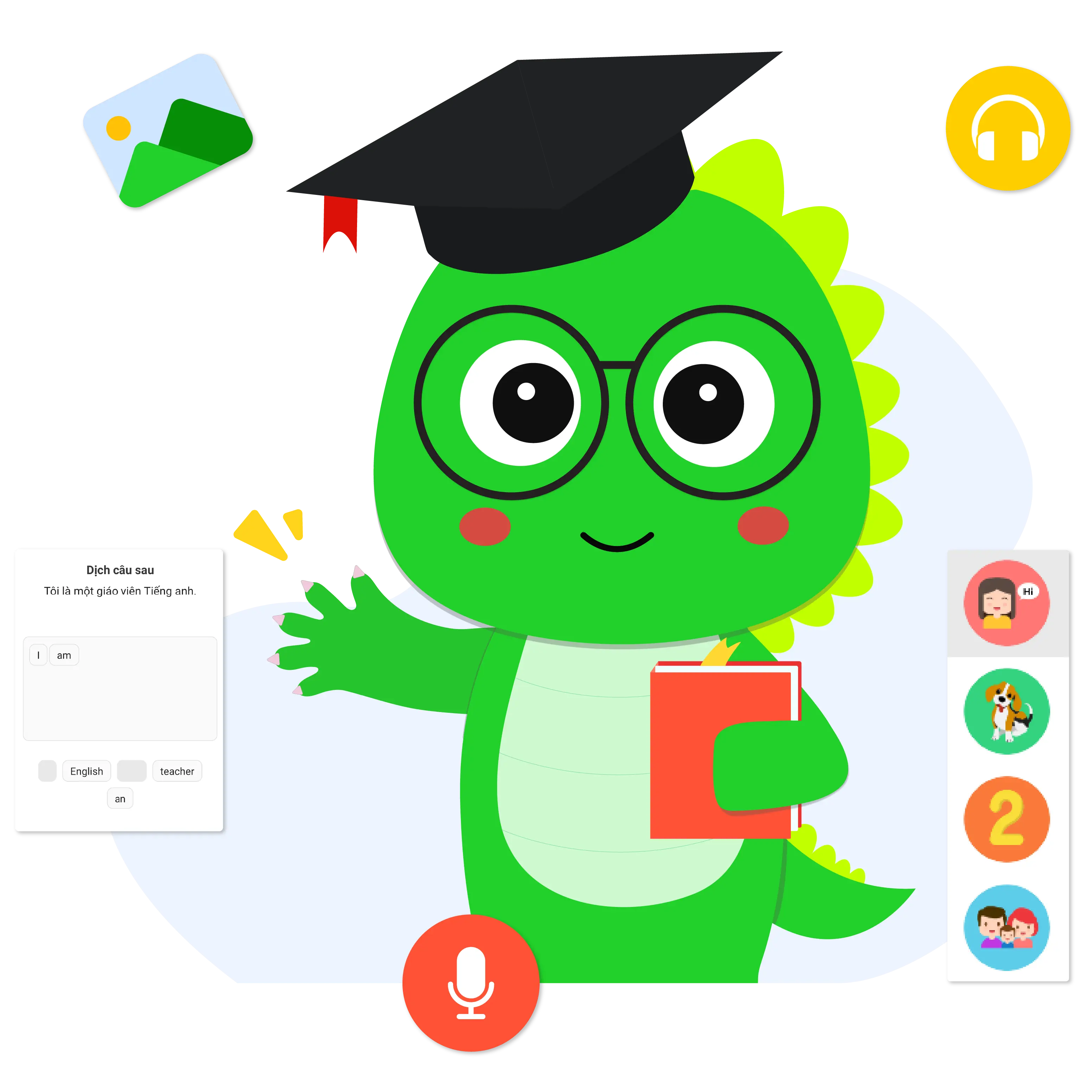 Minh họa ứng dụng Dino English