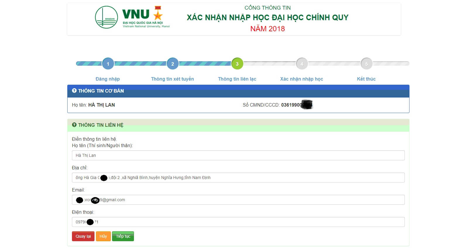 Các bước thực hiện xác nhận nhập học