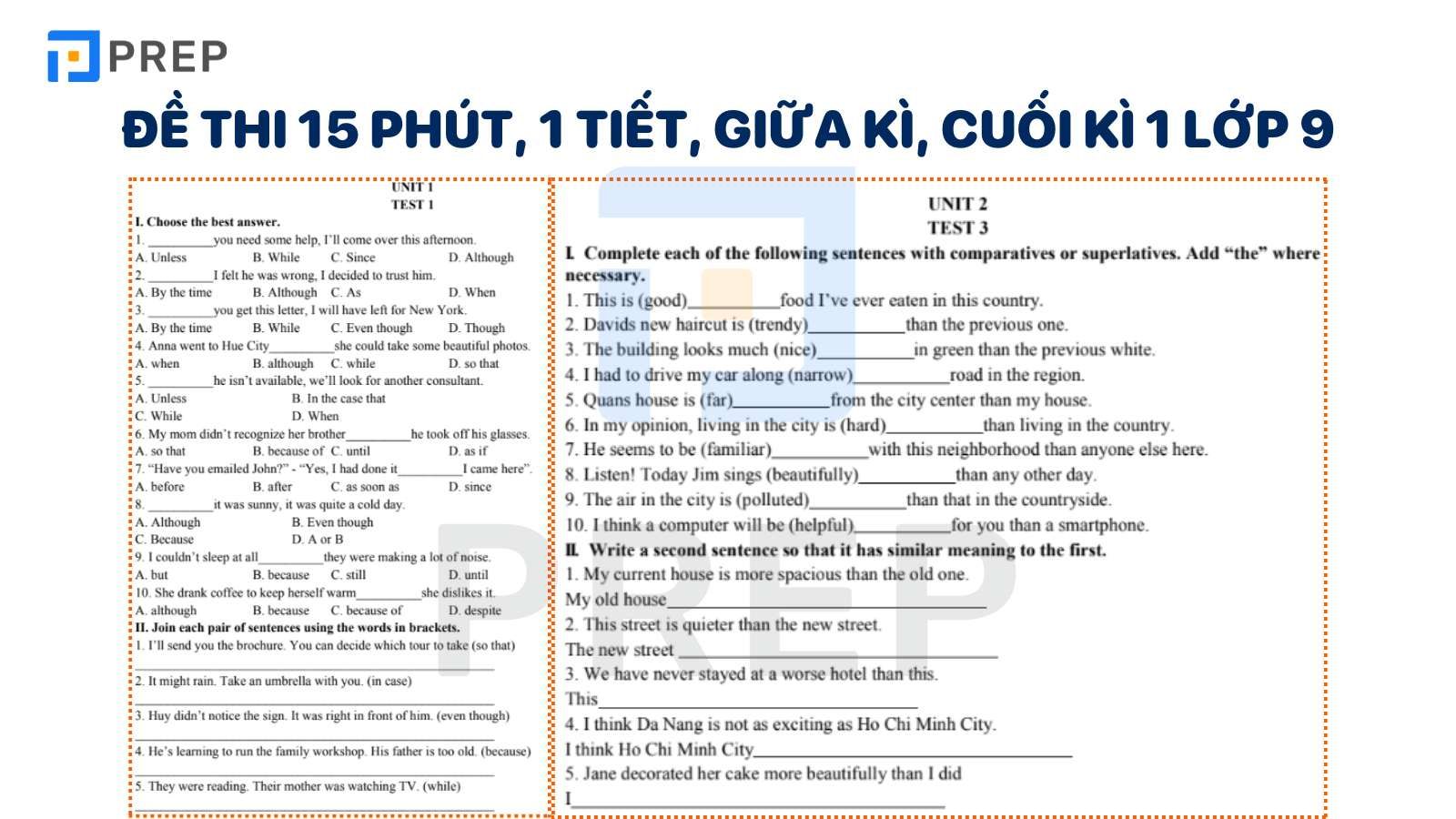 Cấu trúc đề tiếng Anh 9