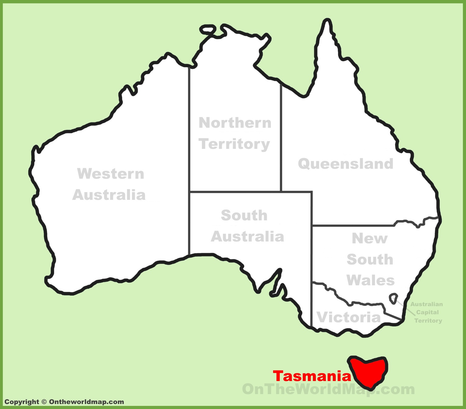 Bản đồ Tasmania và vị trí