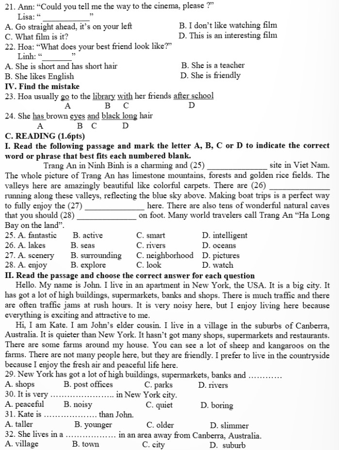Học sinh làm bài tiếng Anh