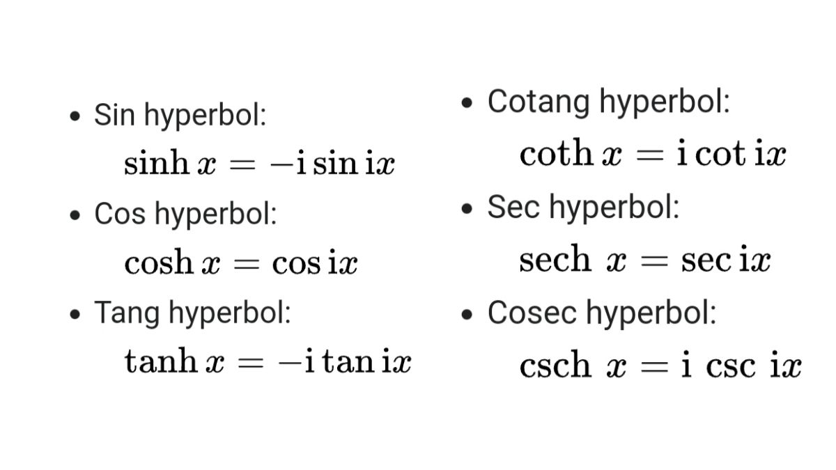 Công thức sinh cosh tanh