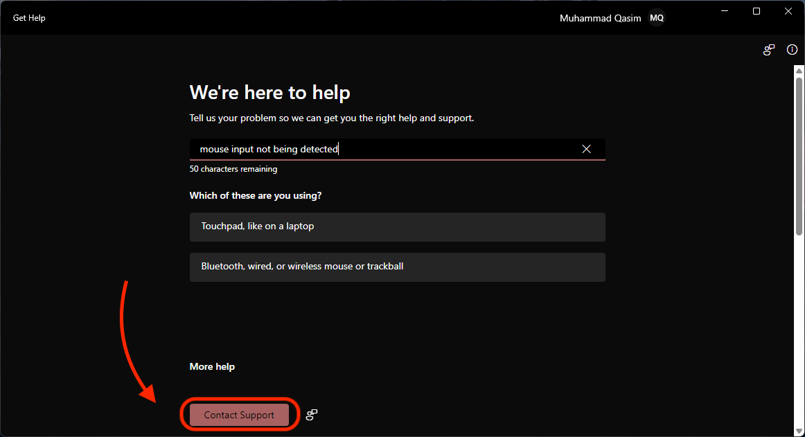 Liên hệ hỗ trợ Microsoft qua Get Help