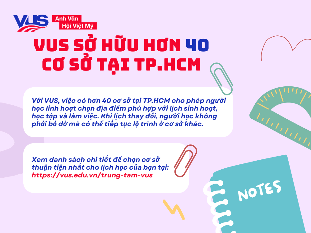 VUS sở hữu hơn 40 trung tâm IELTS tại TP.HCM