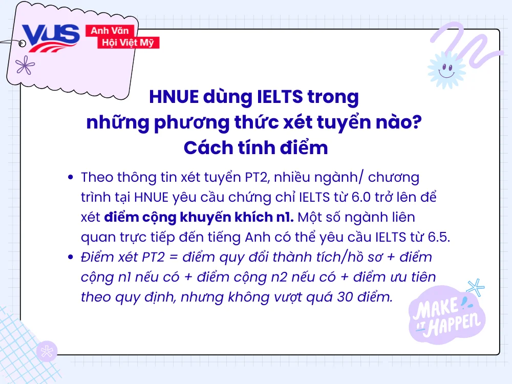 HNUE dùng IELTS trong những phương thức xét tuyển nào? Cách tính điểm