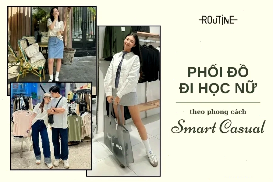 Cách phối đồ đi học cho sinh viên nữ theo phong cách Smart Casual với quần tây và áo sơ mi