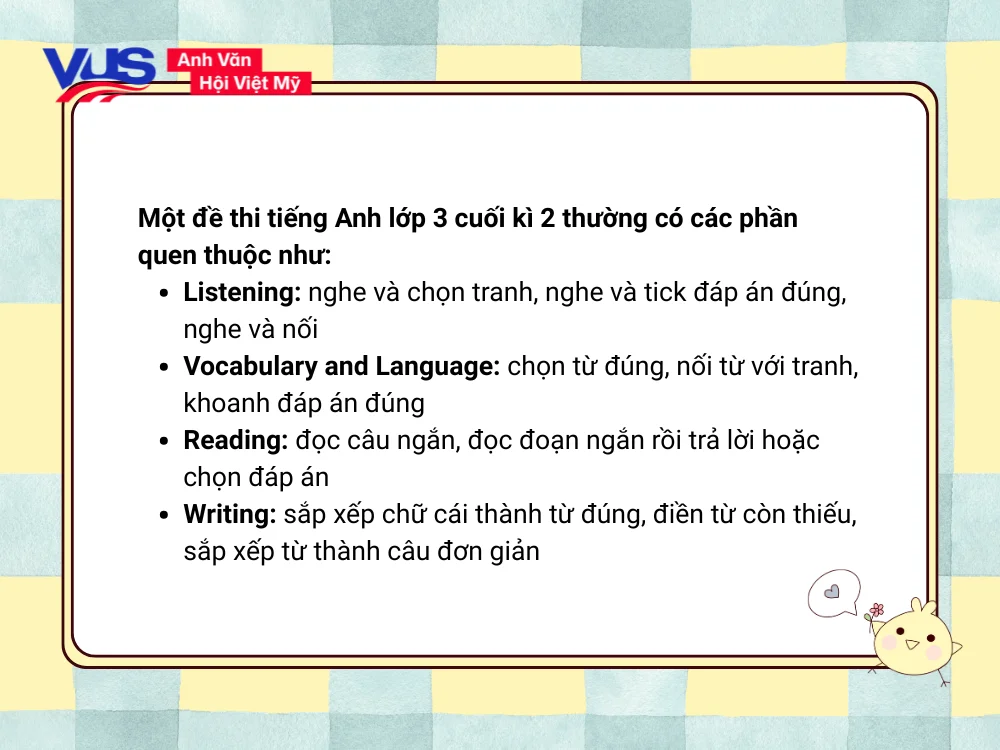 Cấu trúc đề thi tiếng Anh lớp 3 cuối kì 2 Global Success