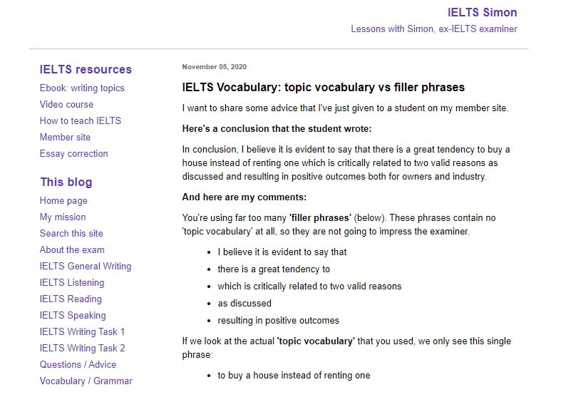 Web tự học IELTS của Simon