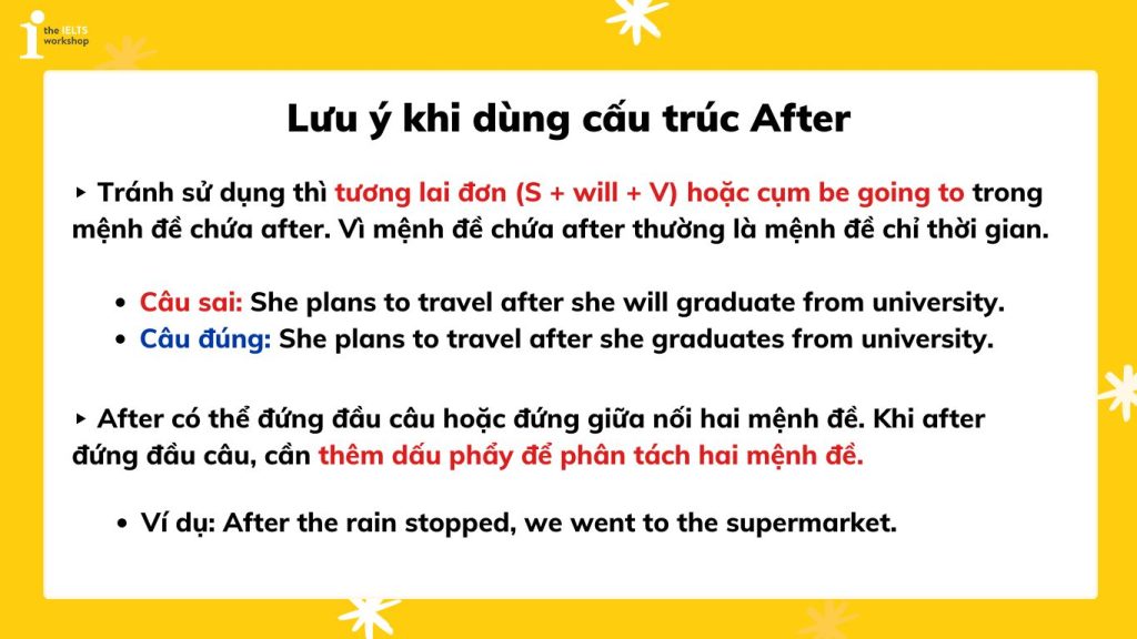 Cấu trúc after với danh từ