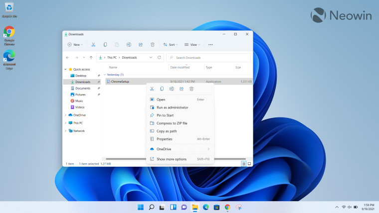 Menu chuột phải mới của File Explorer
