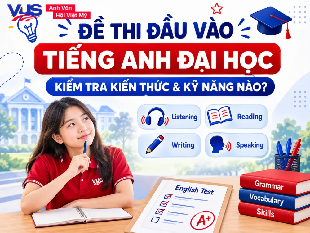 Đề thi đầu vào tiếng Anh đại học kiểm tra kiến thức & kỹ năng nào?