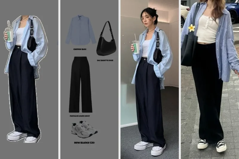 Phối đồ đi học cho sinh viên nữ đáng yêu với set yếm